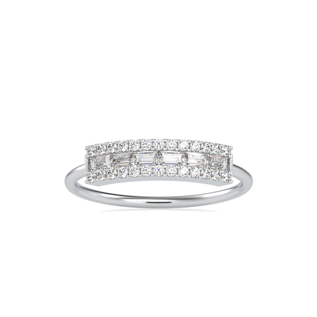 baguette cut channel set diamond ring in white gold