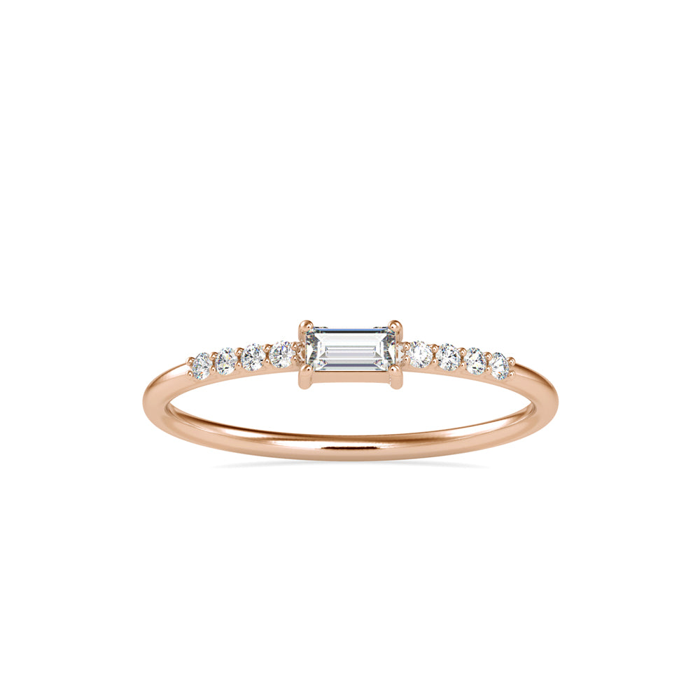 baguette cut lab-grown diamond ring in rose gold