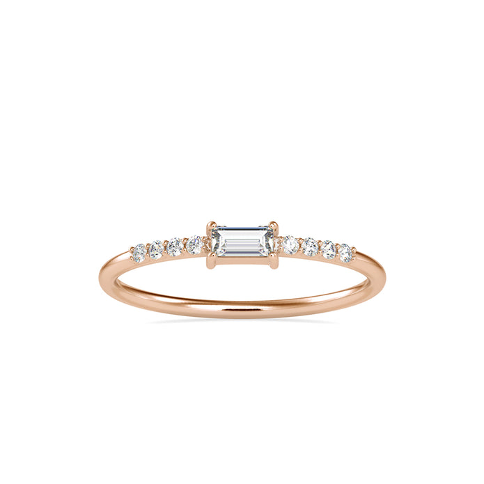 baguette cut lab-grown diamond ring in rose gold