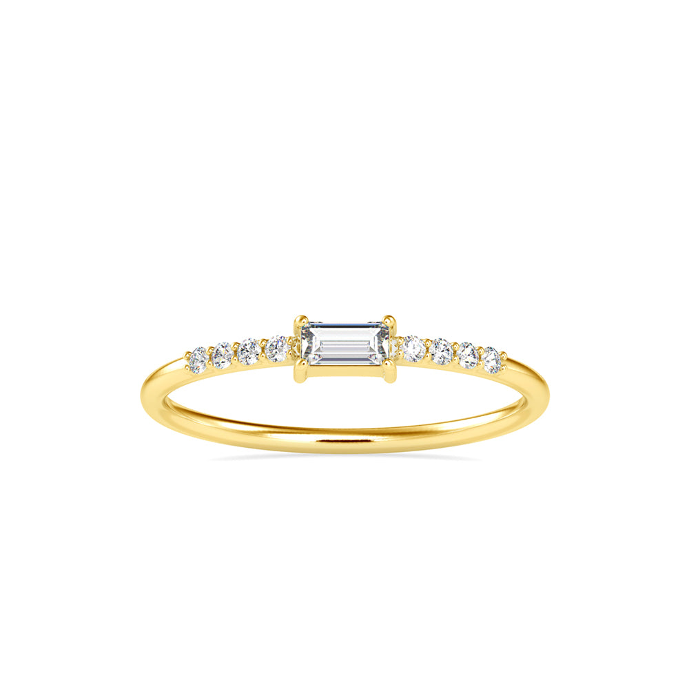 baguette cut lab-grown diamond ring in yellow gold