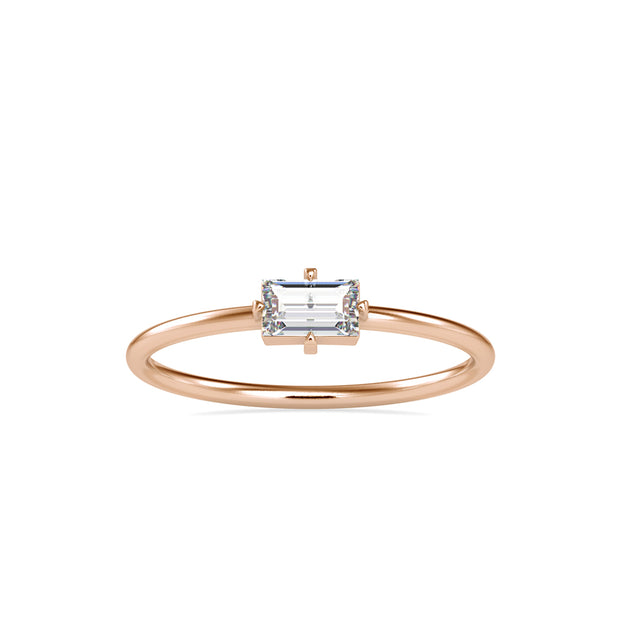 baguette solitaire diamond ring in rose gold