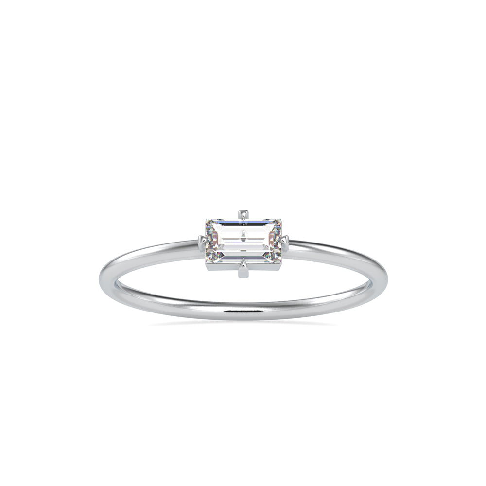 baguette solitaire diamond ring in white gold