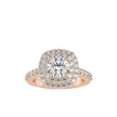 round cut double halo lab-grown diamond ring in rose gold