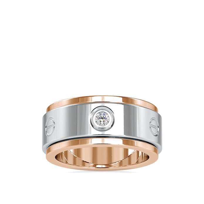 round cut bezel set lab-grown diamond ring in rose gold