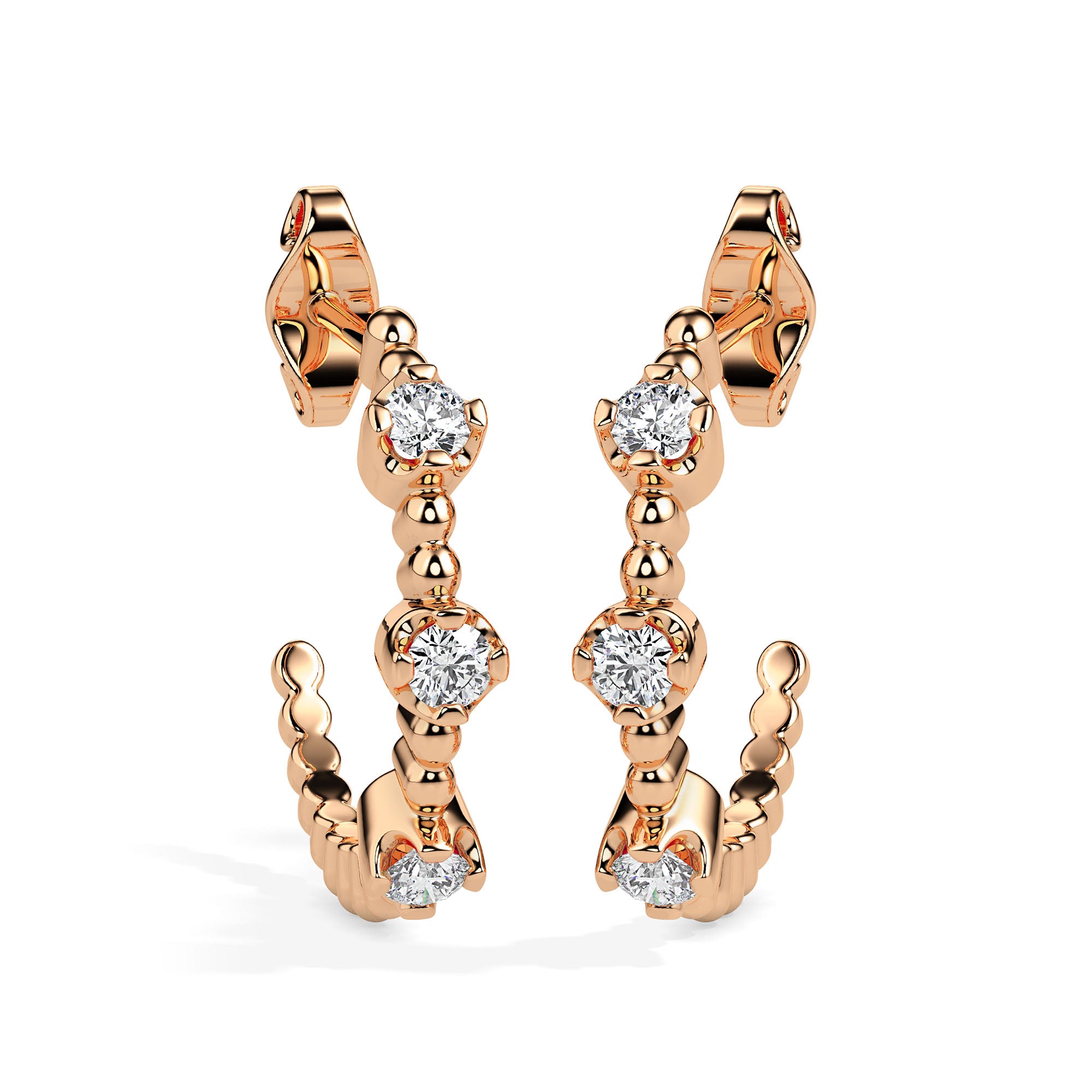 bubble drop diamond hoop earrings in rose gold