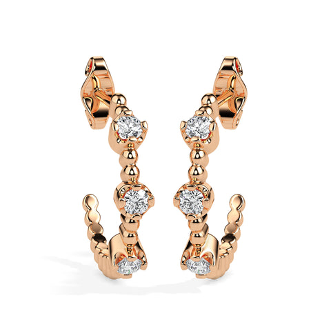 bubble drop diamond hoop earrings in rose gold
