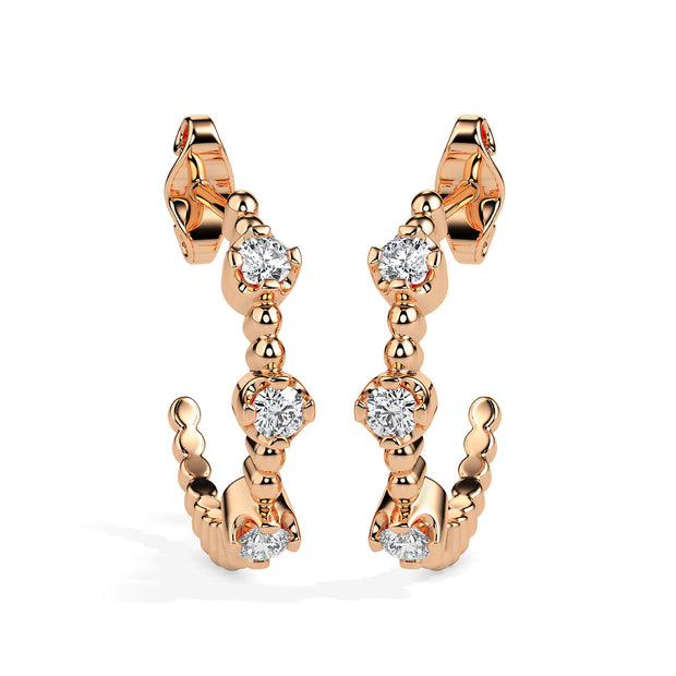 bubble drop diamond hoop earrings in rose gold
