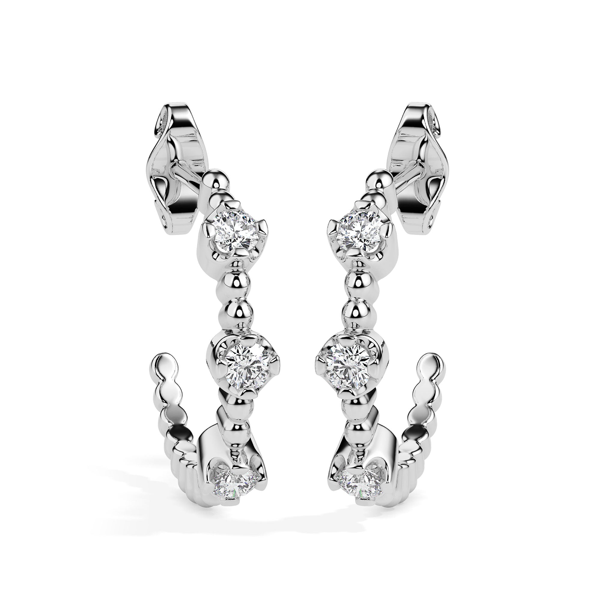 bubble drop diamond hoop earrings in white gold