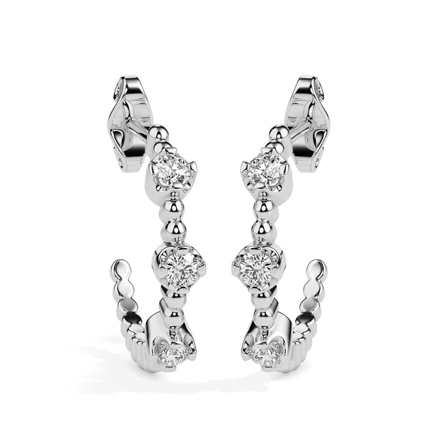 bubble drop diamond hoop earrings in white gold