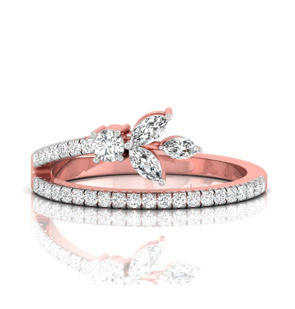butterfly bloom marquise cut lab-grown diamond band in rose gold