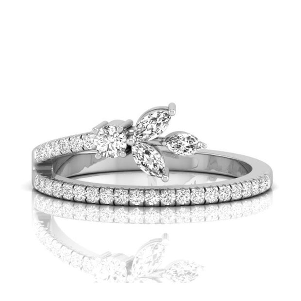 butterfly bloom marquise cut lab-grown diamond band in white gold