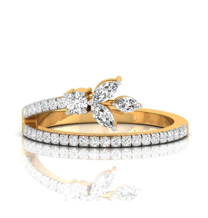 butterfly bloom marquise cut lab-grown diamond band in yellow gold