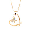butterfly heart shape diamond necklace in yellow gold
