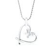 butterfly heart shape diamond necklace in white gold