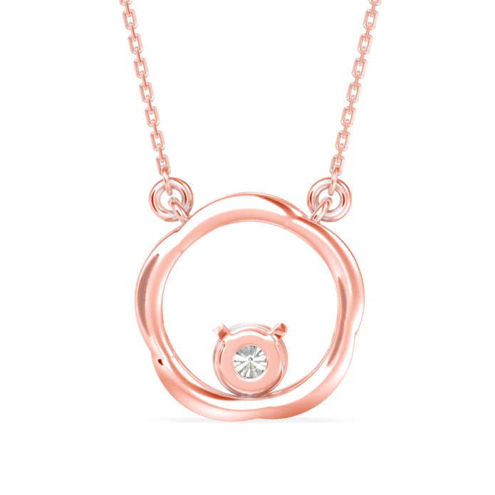 twisted circular prong lab-grown diamond pendant necklace in rose gold