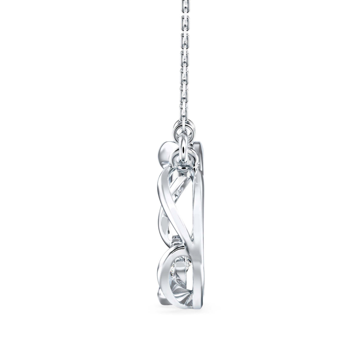 twisted circular prong lab-grown diamond pendant necklace in white gold