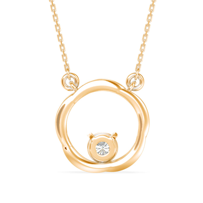 twisted circular prong lab-grown diamond pendant necklace in yellow gold