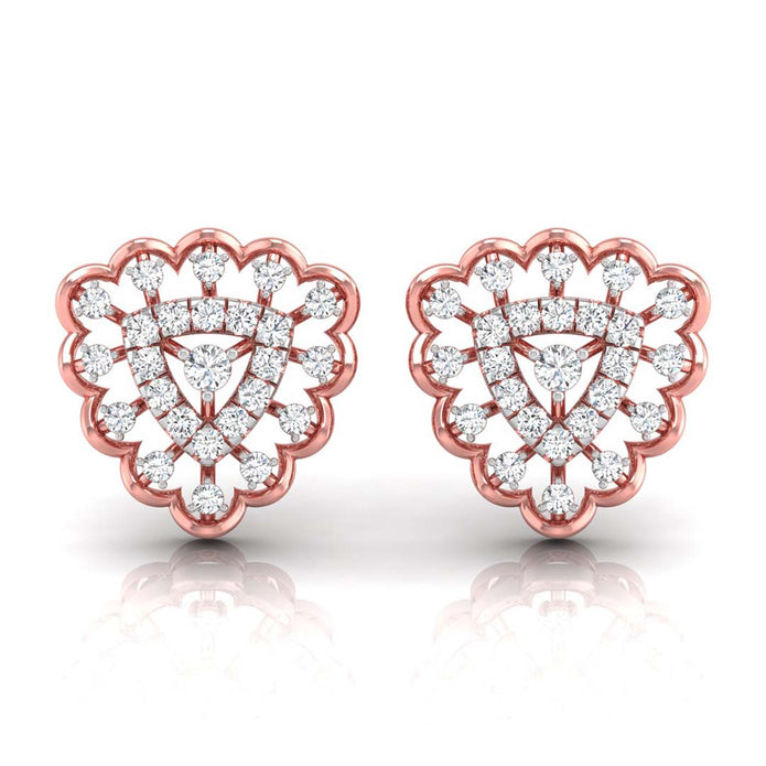 round diamond stud earrings in rose gold