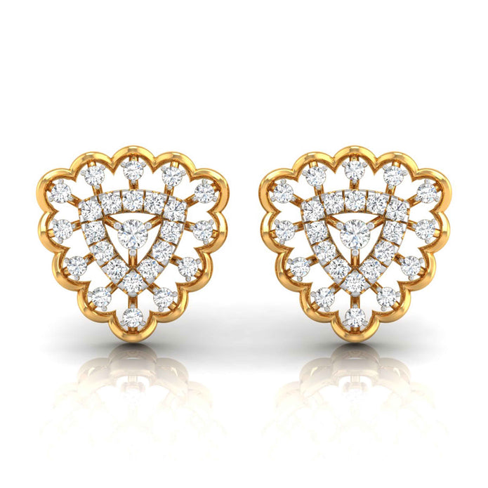 round diamond stud earrings in yellow gold