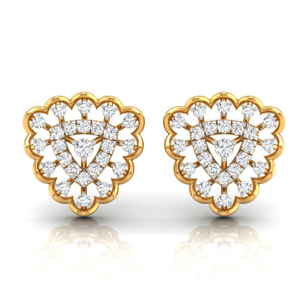 round diamond stud earrings in yellow gold