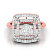 cluster double halo diamond ring in rose gold