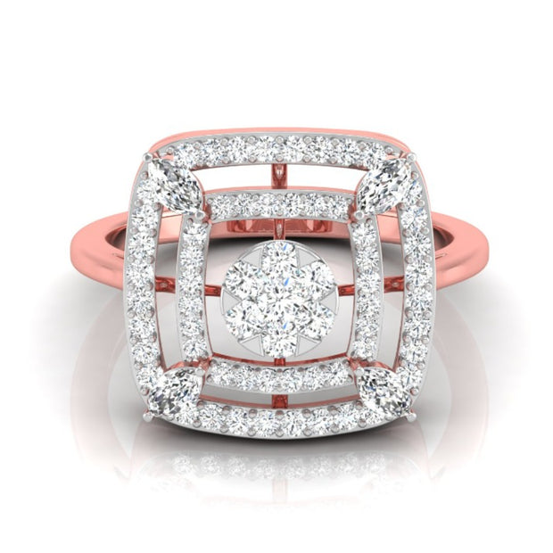 cluster double halo diamond ring in rose gold