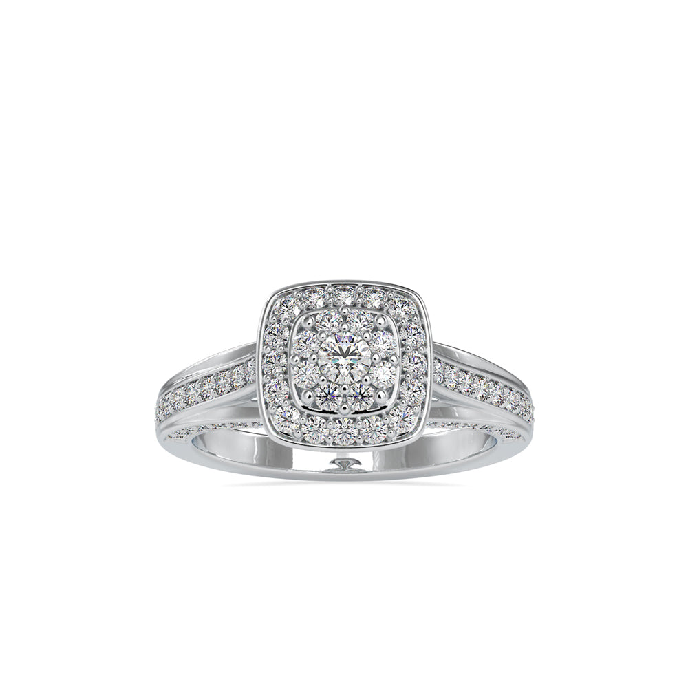 cluster halo lab-grown diamond ring in white gold