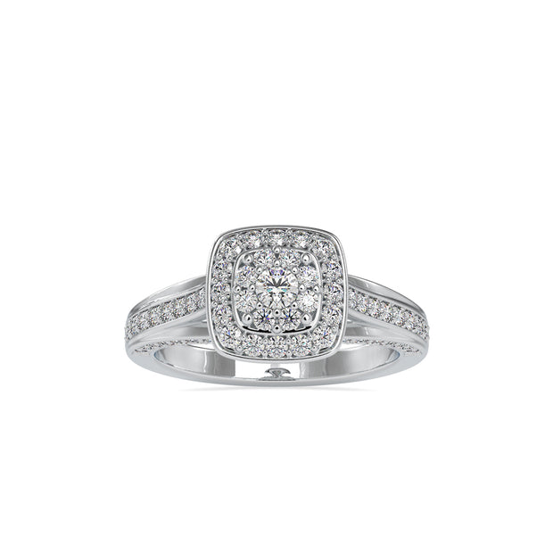 cluster halo lab-grown diamond ring in white gold