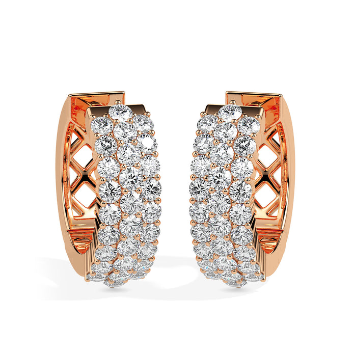 cluster pave diamond hoop earrings in rose gold