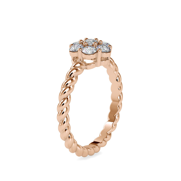 cluster twisted lab-grown diamond ring in rose gold