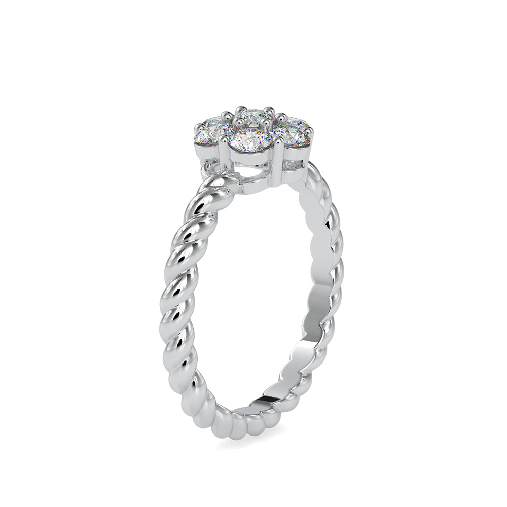 cluster twisted lab-grown diamond ring in white gold