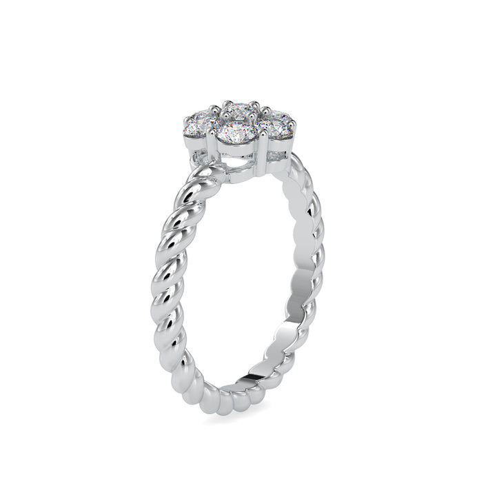 cluster twisted lab-grown diamond ring in white gold