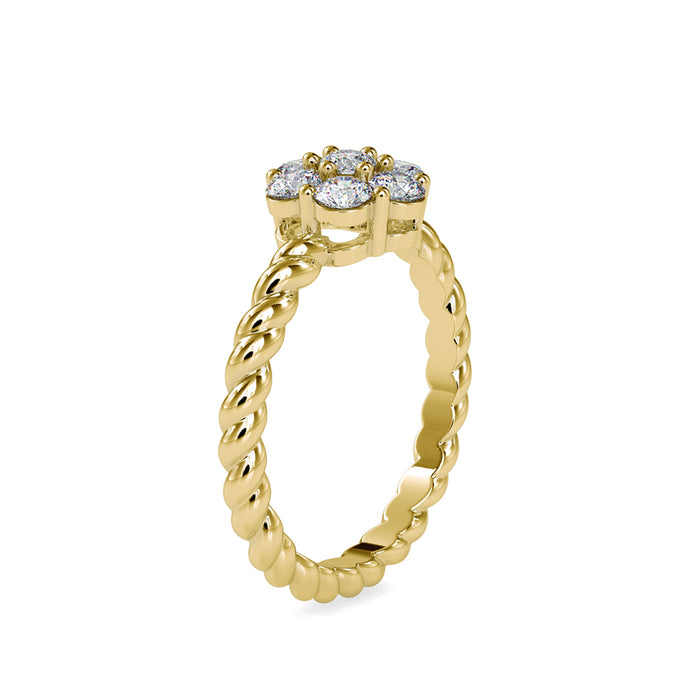 cluster twisted lab-grown diamond ring in yellow gold
