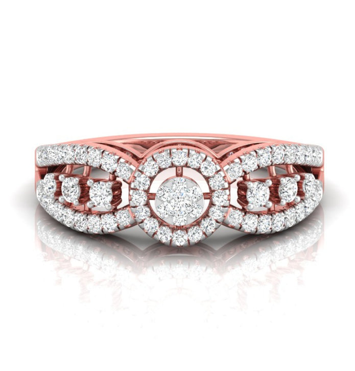 cluster with halo diamond ring in rose gold