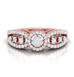 cluster with halo diamond ring in rose gold