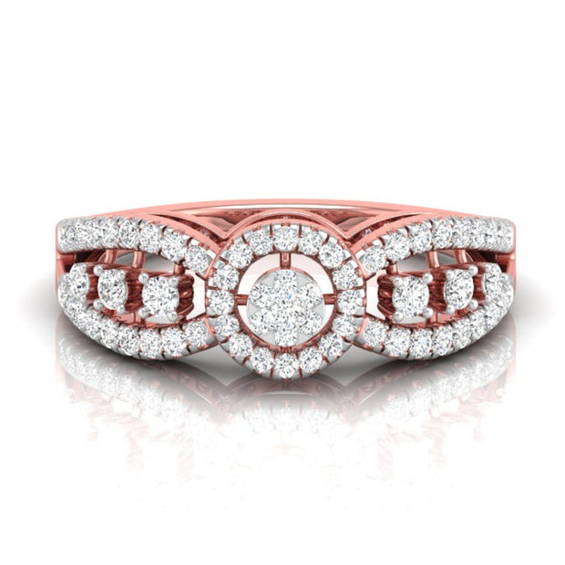 cluster with halo diamond ring in rose gold
