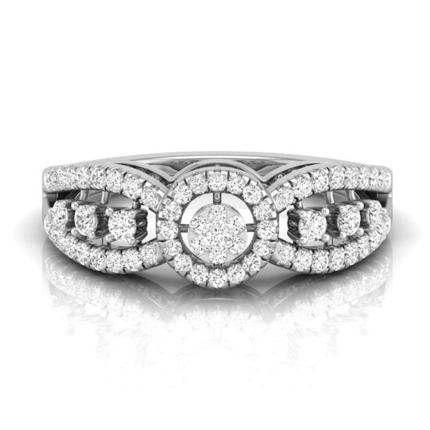 cluster with halo diamond ring in white gold