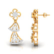 round diamond dangler earrings in yellow gold