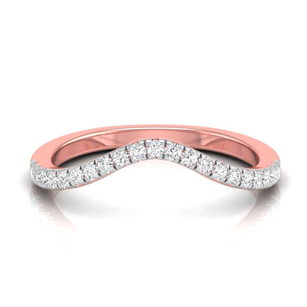 curved shape half eternity diamond band ring in rose gold