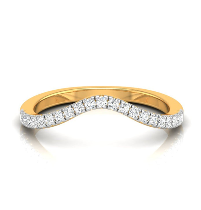 curved shape half eternity diamond band ring in yellow gold