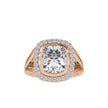 cushion bezel halo lab-grown diamond ring in rose gold