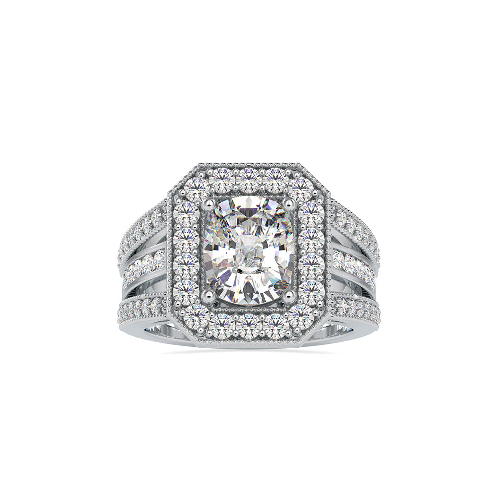 cushion halo lab-grown diamond ring in white gold