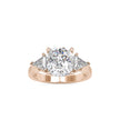 cushion three stone lab-grown diamond ring in rose gold