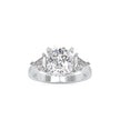 cushion three stone lab-grown diamond ring in white gold
