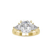 cushion three stone lab-grown diamond ring in yellow gold