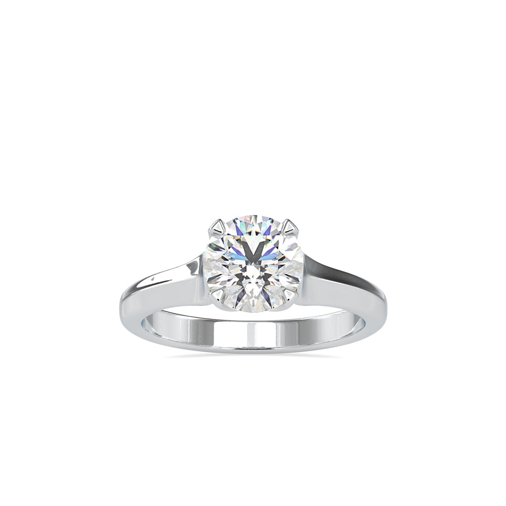 round cut solitaire lab-grown diamond ring in white gold