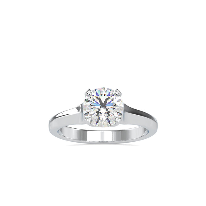 round cut solitaire lab-grown diamond ring in white gold