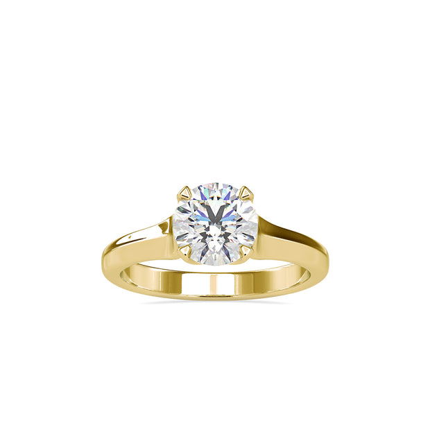 round cut solitaire lab-grown diamond ring in yellow gold