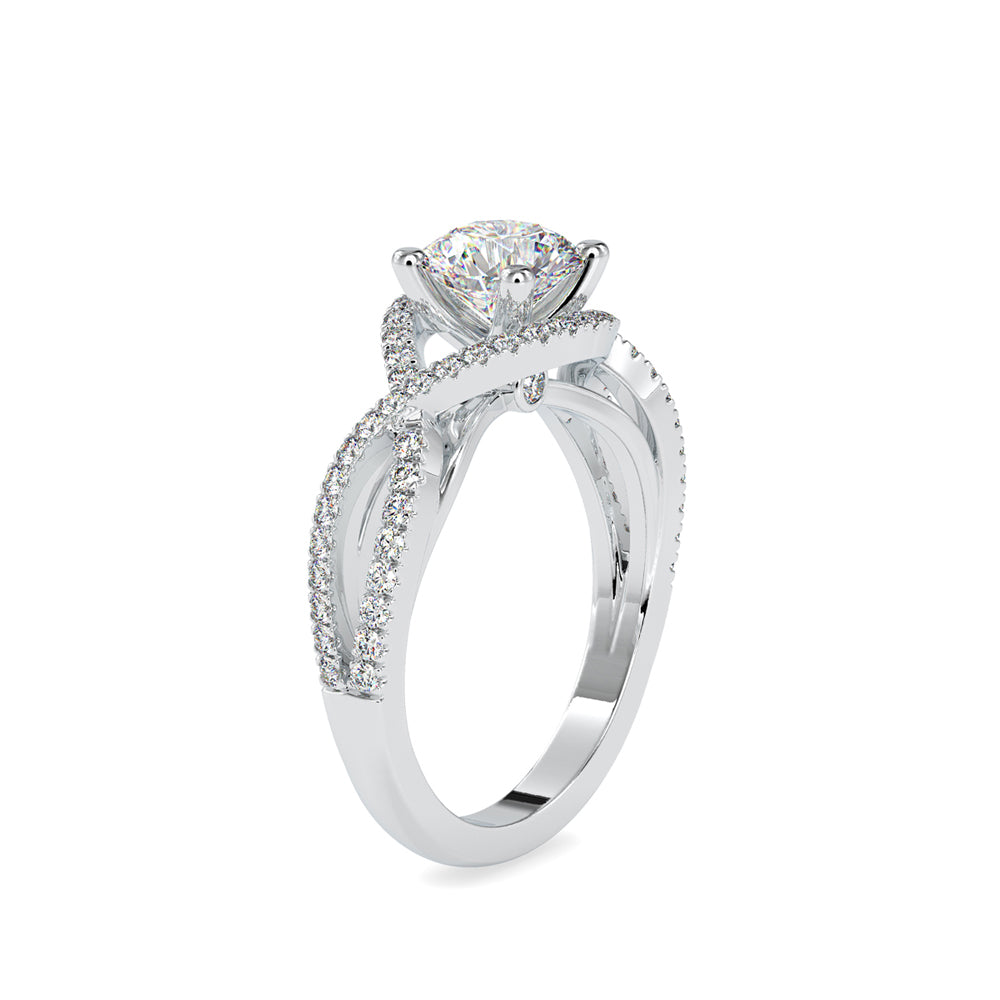 round cut solitaire lab-grown diamond ring in white gold