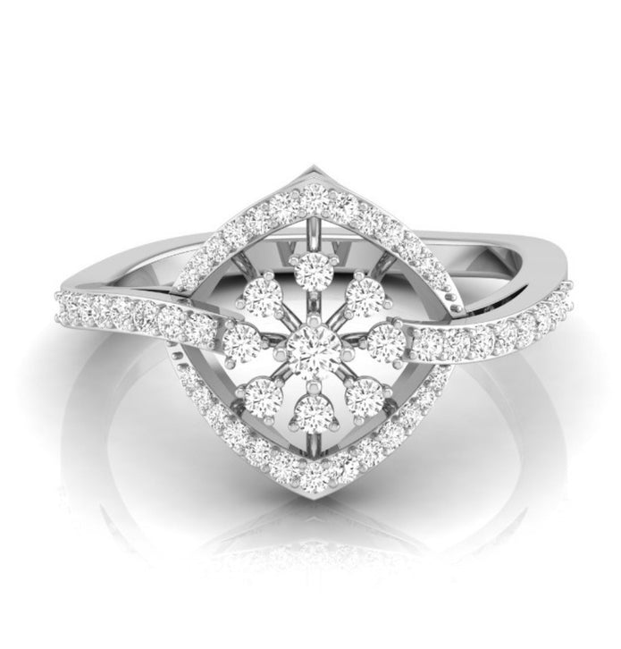 diamond shape halo lab-grown diamond ring white gold